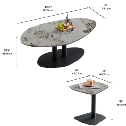Ensemble de tables gigognes en pierre sintérisée