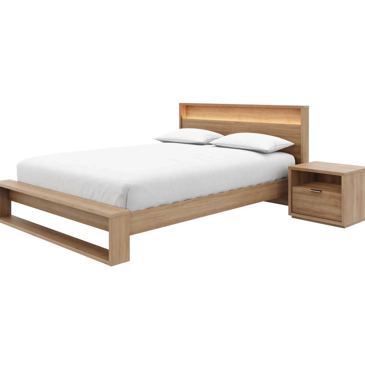 Ensemble grand lit avec éclairage (60") - 3 mcx - Nexera