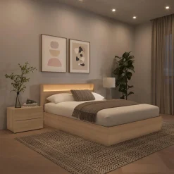 Ensemble grand lit avec éclairage (60") - 4 mcx - Nexera