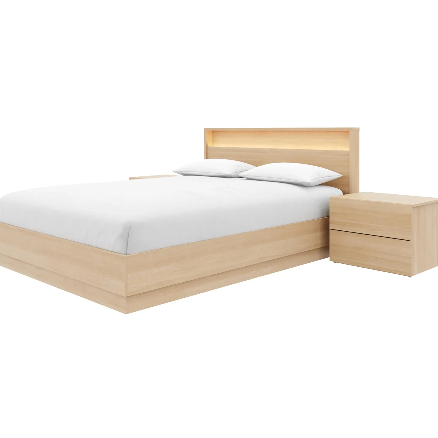 Ensemble grand lit avec éclairage (60") - 4 mcx - Nexera