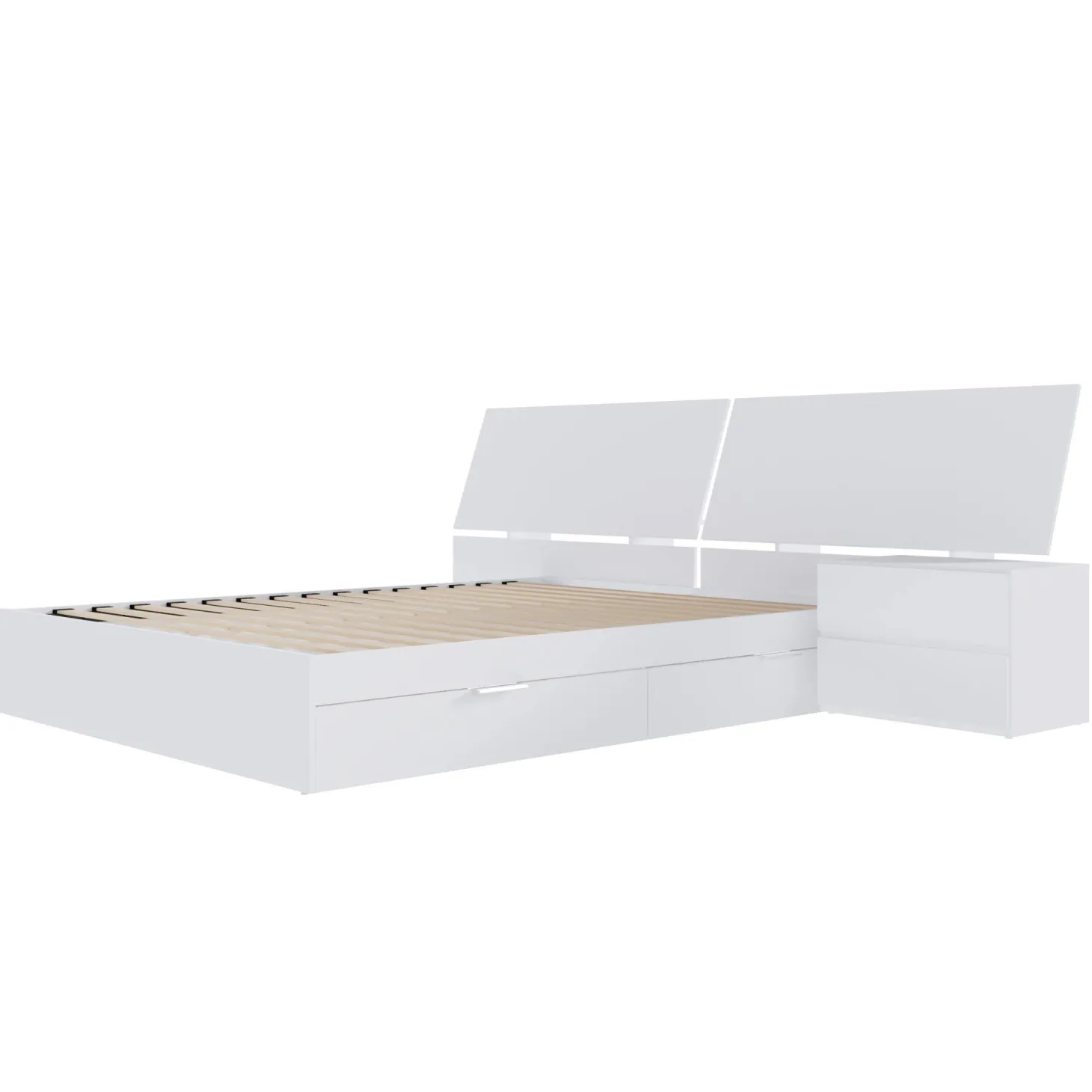 Ensemble grand lit avec rangement 2 tiroirs (60") - 3 mcx - Nexera