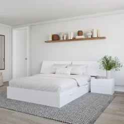 Ensemble grand lit avec rangement 2 tiroirs (60