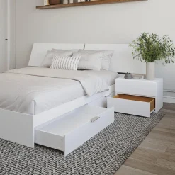 Ensemble grand lit avec rangement 2 tiroirs (60