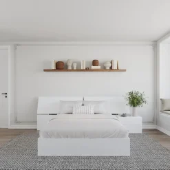 Ensemble grand lit avec rangement 2 tiroirs (60