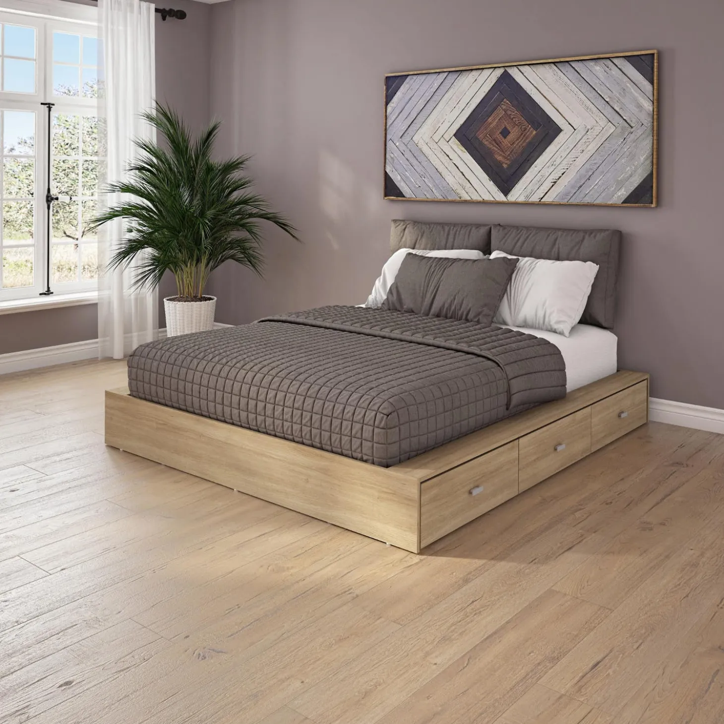 Ensemble grand lit avec rangement 6 tiroirs (60") - 4 mcx
