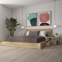 Ensemble grand lit avec rangement 6 tiroirs (60") - 4 mcx