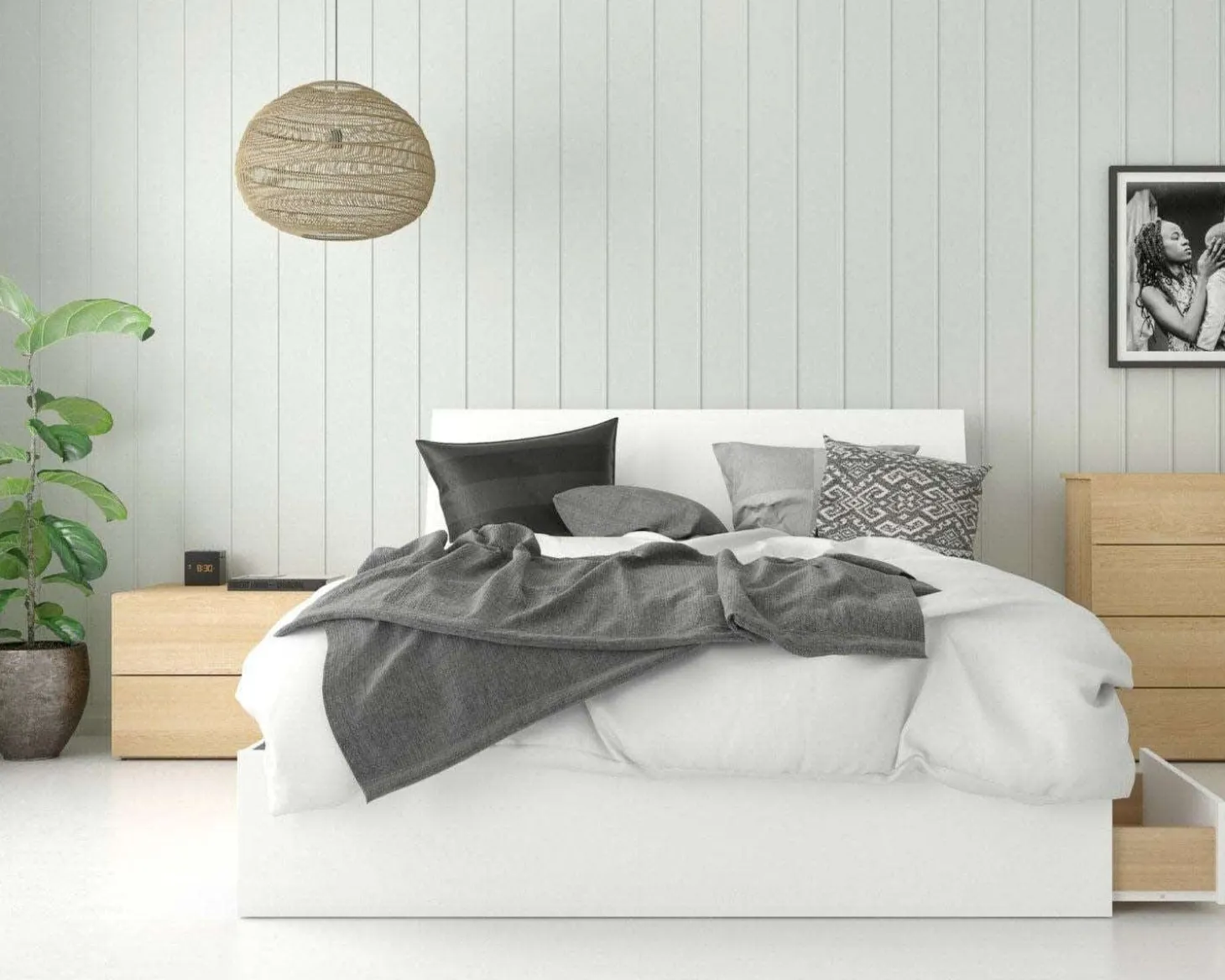 Ensemble grand lit avec rangement (60") - 3 mcx - Nexera