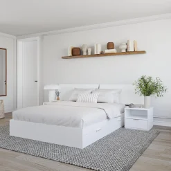 Ensemble grand lit avec rangement 2 tiroirs (60