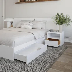 Ensemble grand lit avec rangement 2 tiroirs (60