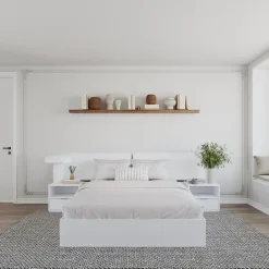 Ensemble grand lit avec rangement 2 tiroirs (60