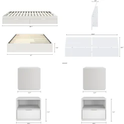 Ensemble grand lit avec rangement 2 tiroirs (60