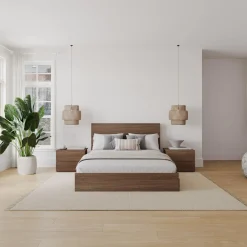 Ensemble grand lit avec rangement (60