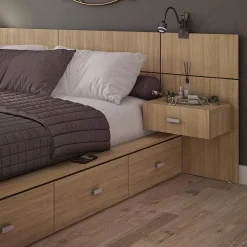 Ensemble grand lit avec rangement 6 tiroirs (60