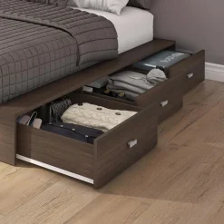 Ensemble grand lit avec rangement 6 tiroirs (60