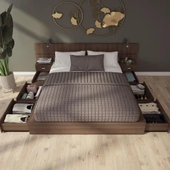 Ensemble grand lit avec rangement 6 tiroirs (60