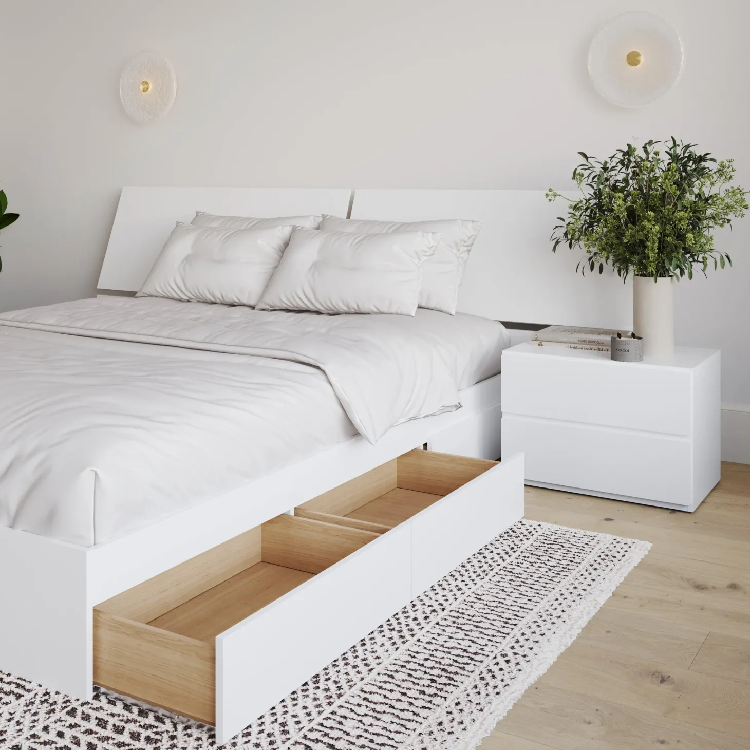 Ensemble grand lit avec rangement (60") - 3 mcx - Nexera