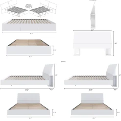 Ensemble grand lit avec rangement 3 tiroirs (60