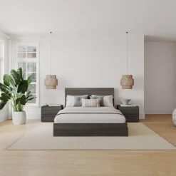 Ensemble grand lit avec rangement (60