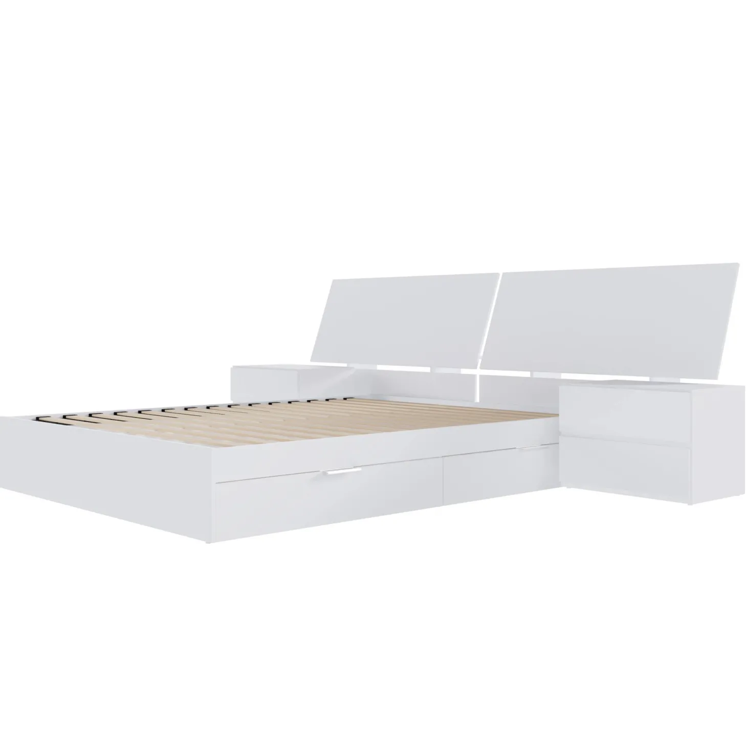 Ensemble grand lit avec rangement 2 tiroirs (60") - 4 mcx - Nexera