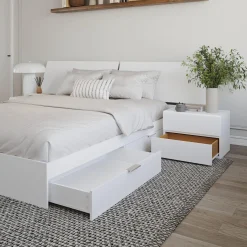 Ensemble grand lit avec rangement 2 tiroirs (60