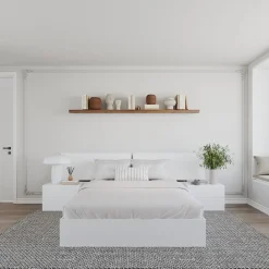 Ensemble grand lit avec rangement 2 tiroirs (60