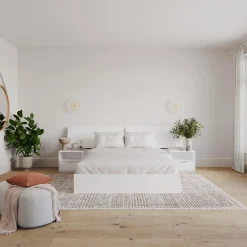 Ensemble grand lit avec rangement (60