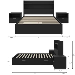Ensemble lit double avec rangement (54