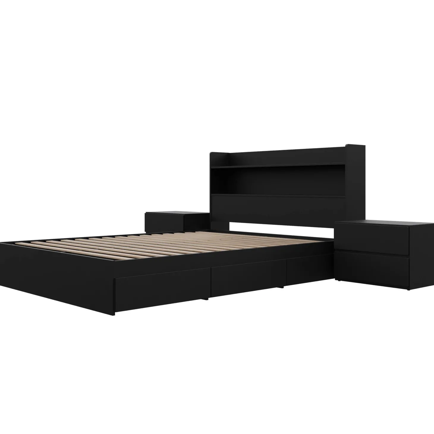 Ensemble lit double avec rangement (54") - 4mcx - Nexera