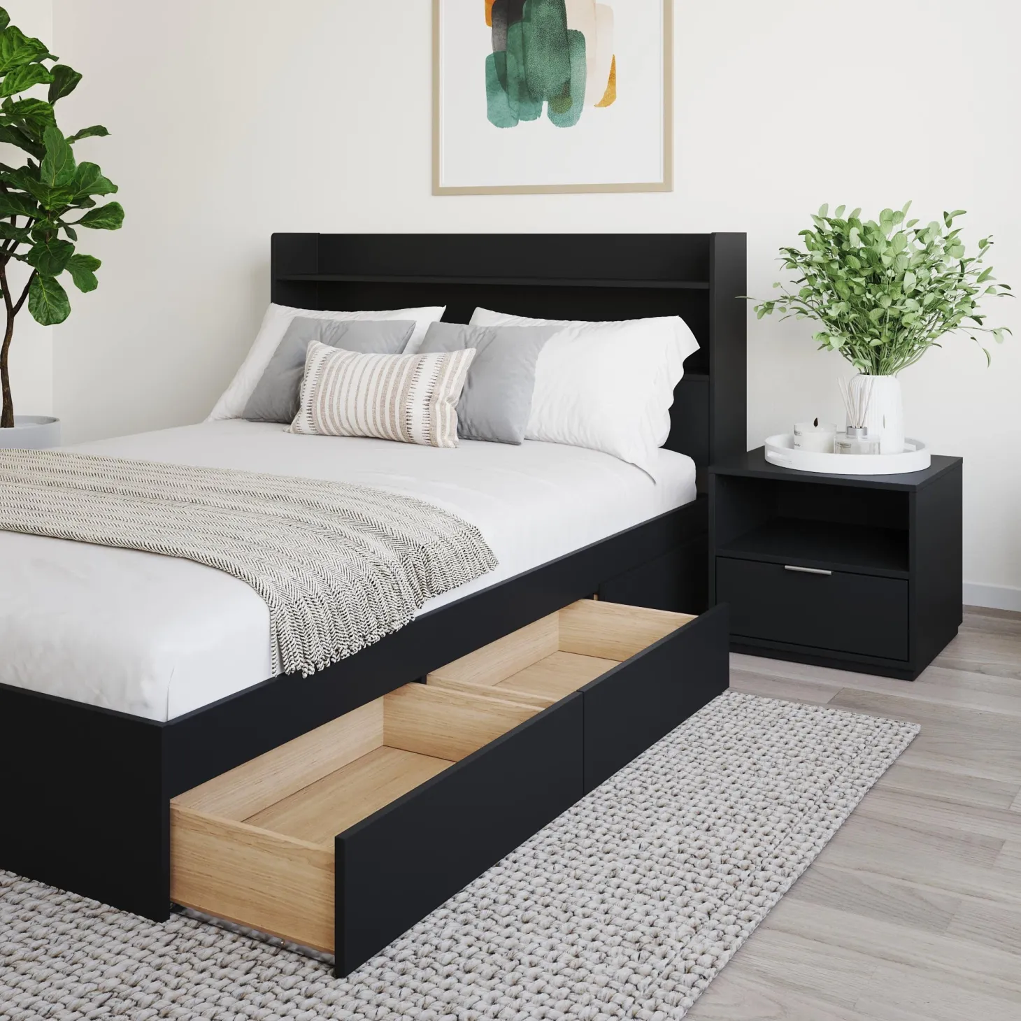 Ensemble lit double avec rangement (54") - 3mcx - Nexera