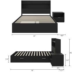 Ensemble lit double avec rangement (54