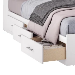 Ensemble lit double avec rangement 6 tiroirs, tête de lit et table de chevet (54