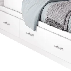 Ensemble lit simple avec rangement 3 tiroirs, tête de lit et commode (39