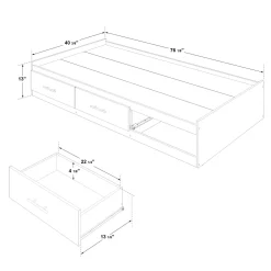 Ensemble lit simple avec rangement 3 tiroirs, tête de lit et commode (39