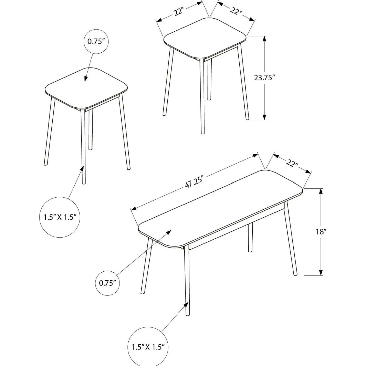 Ensemble tables de salon 3 mcx - Monarch