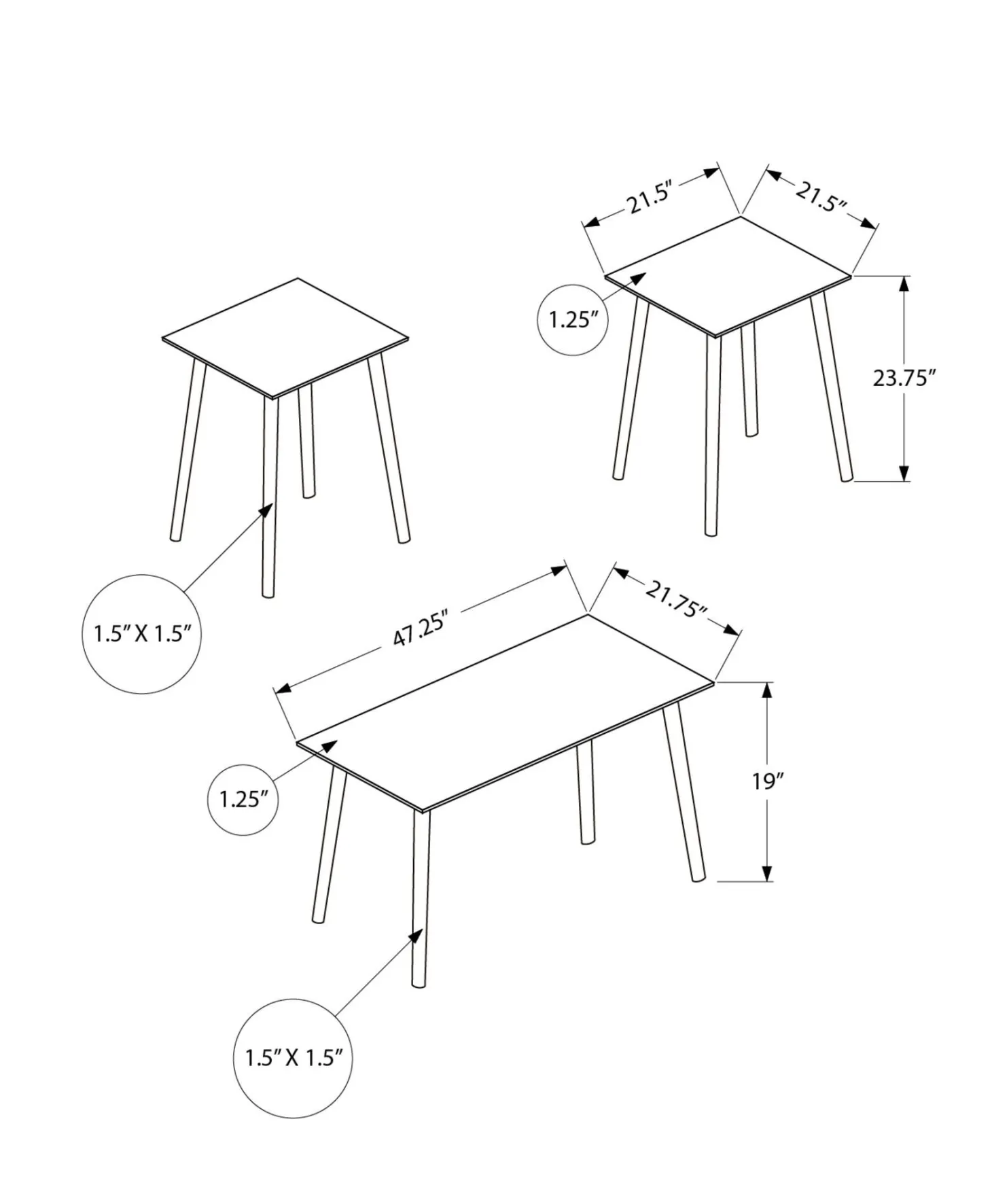 Ensemble tables de salon 3 mcx - Monarch