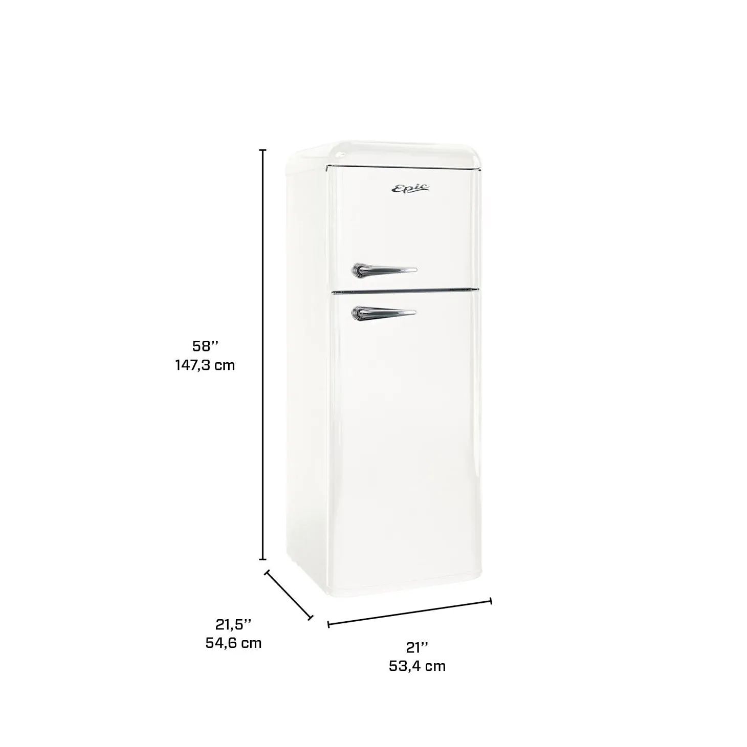 EPIC Réfrigérateur 7,5 pi3 21 po Blanc Congélateur en haut - ERR82W-1
