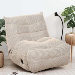 Fauteuil berçant inclinable avec support à cellulaire - beige