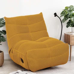 Fauteuil berçant inclinable avec support à cellulaire - jaune or
