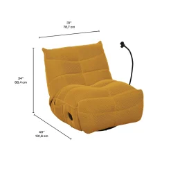 Fauteuil berçant inclinable avec support à cellulaire - jaune or