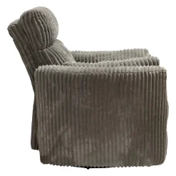 Fauteuil berçant pivotant inclinable en velours côtelé - gris