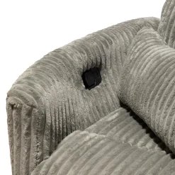 Fauteuil berçant pivotant inclinable en velours côtelé - gris