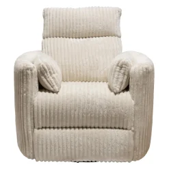 Fauteuil berçant pivotant inclinable en velours côtelé - beige