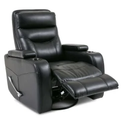 Fauteuil berçant pivotant inclinable avec rangement - noir