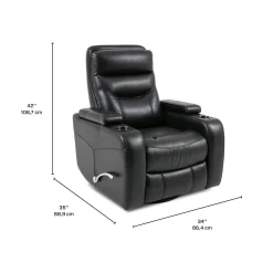 Fauteuil berçant pivotant inclinable avec rangement - noir