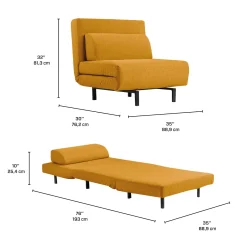 Fauteuil convertible pivotant - jaune