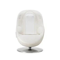 Fauteuil de massage inclinable électrique avec ottoman en cuir synthétique - blanc