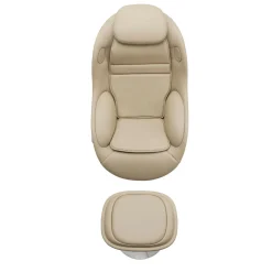 Fauteuil de massage inclinable électrique avec ottoman en cuir synthétique - beige