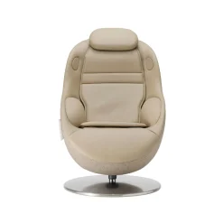 Fauteuil de massage inclinable électrique avec ottoman en cuir synthétique - beige