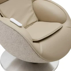 Fauteuil de massage inclinable électrique avec ottoman en cuir synthétique - beige