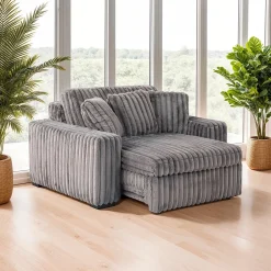 Fauteuil en velours côtelé avec siège coulissant électrique